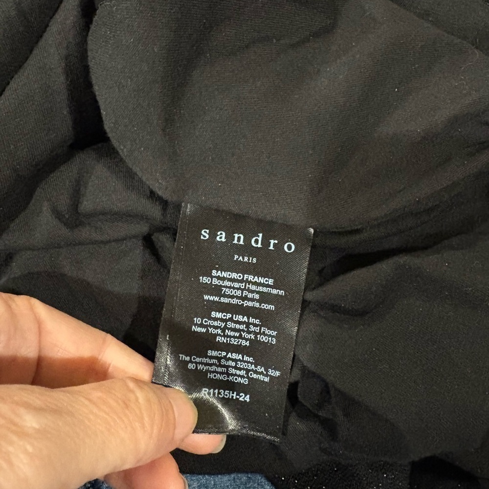 Sandro knit midi  black metallic fit and flare dress sz 4 small - Picture 5 of 6